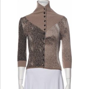 Zac Posen Cashmere Printed Mock Neck Sweater - S